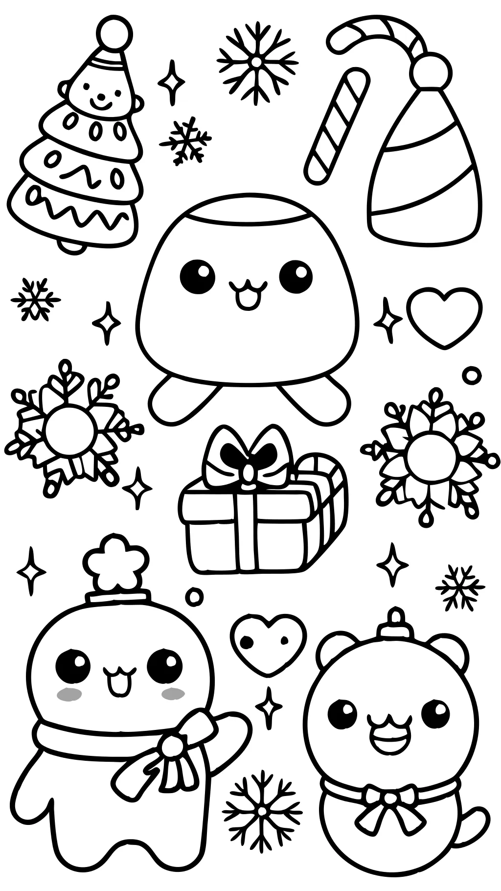 kawaii christmas coloring pages